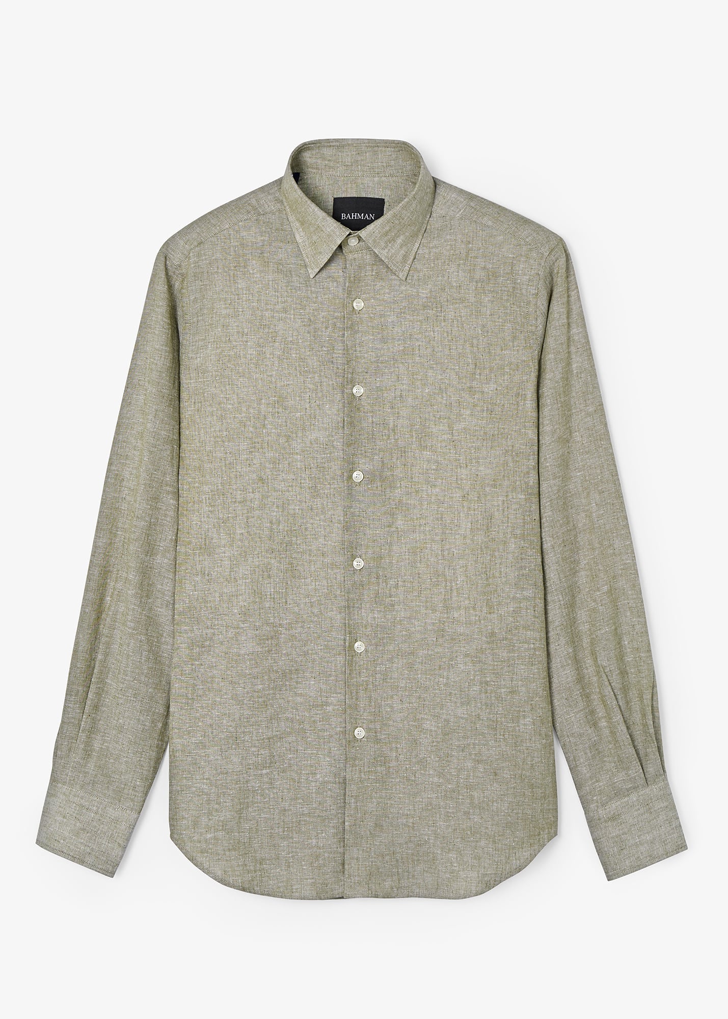 Camisa Lino Algodón Verde Jaspeado