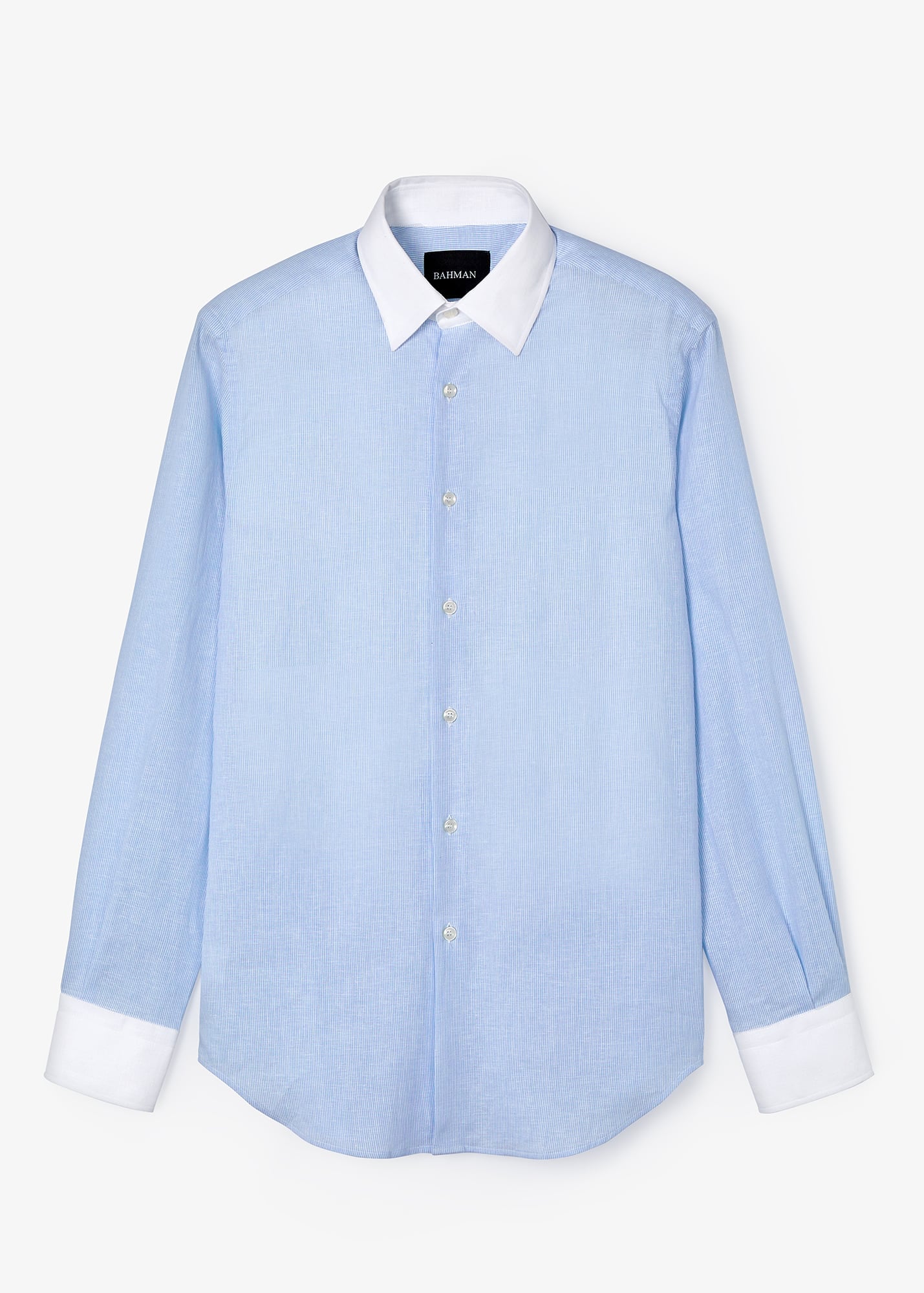 Camisa Lino Algodón Mil Rayas Celeste