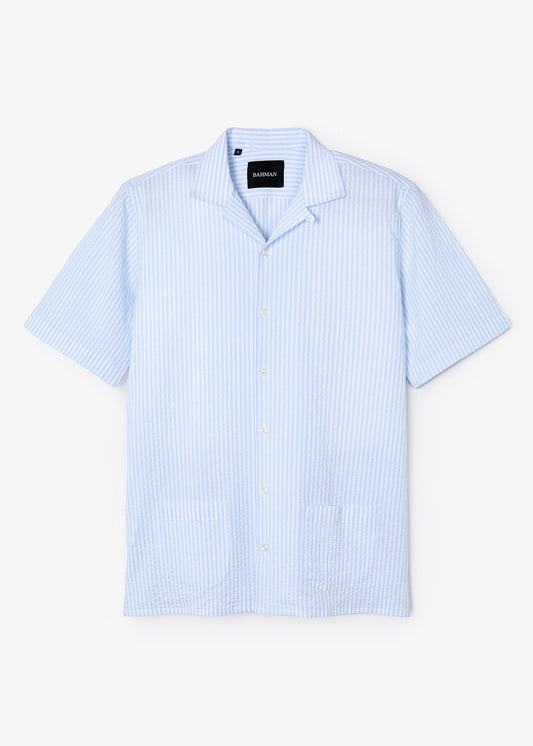 Camisa Seersucker Raya Véngala Lino Algodón