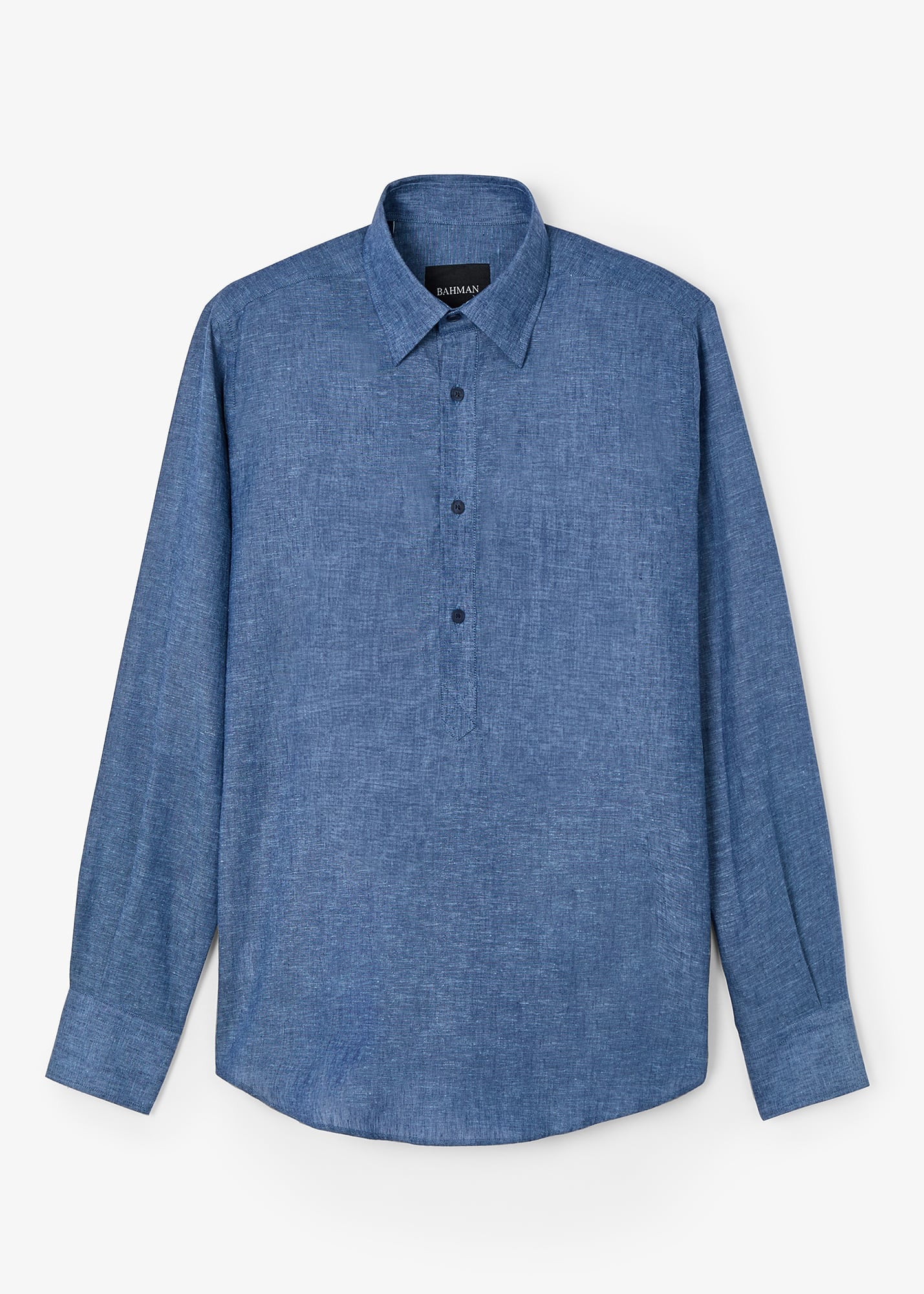 Polera Lino Algodón Azul Oscuro Jaspeado