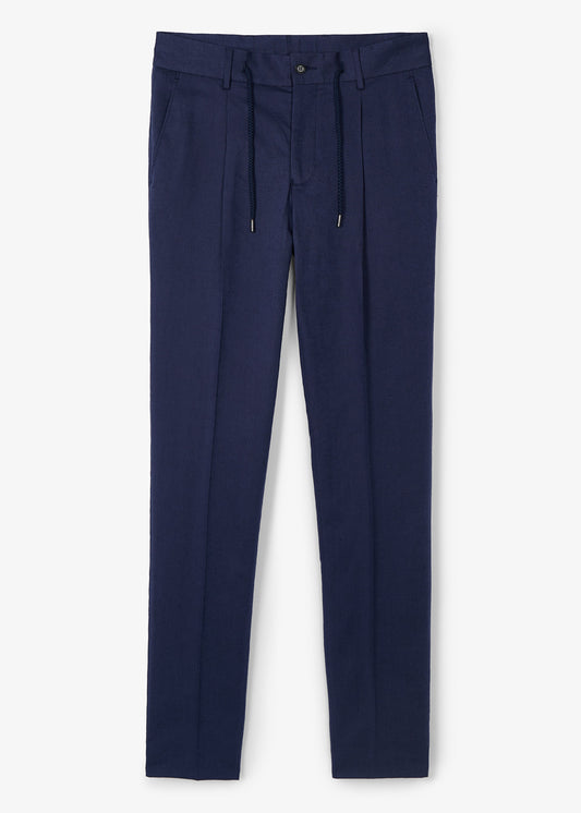 Pantalon Pliegues Azul Marino