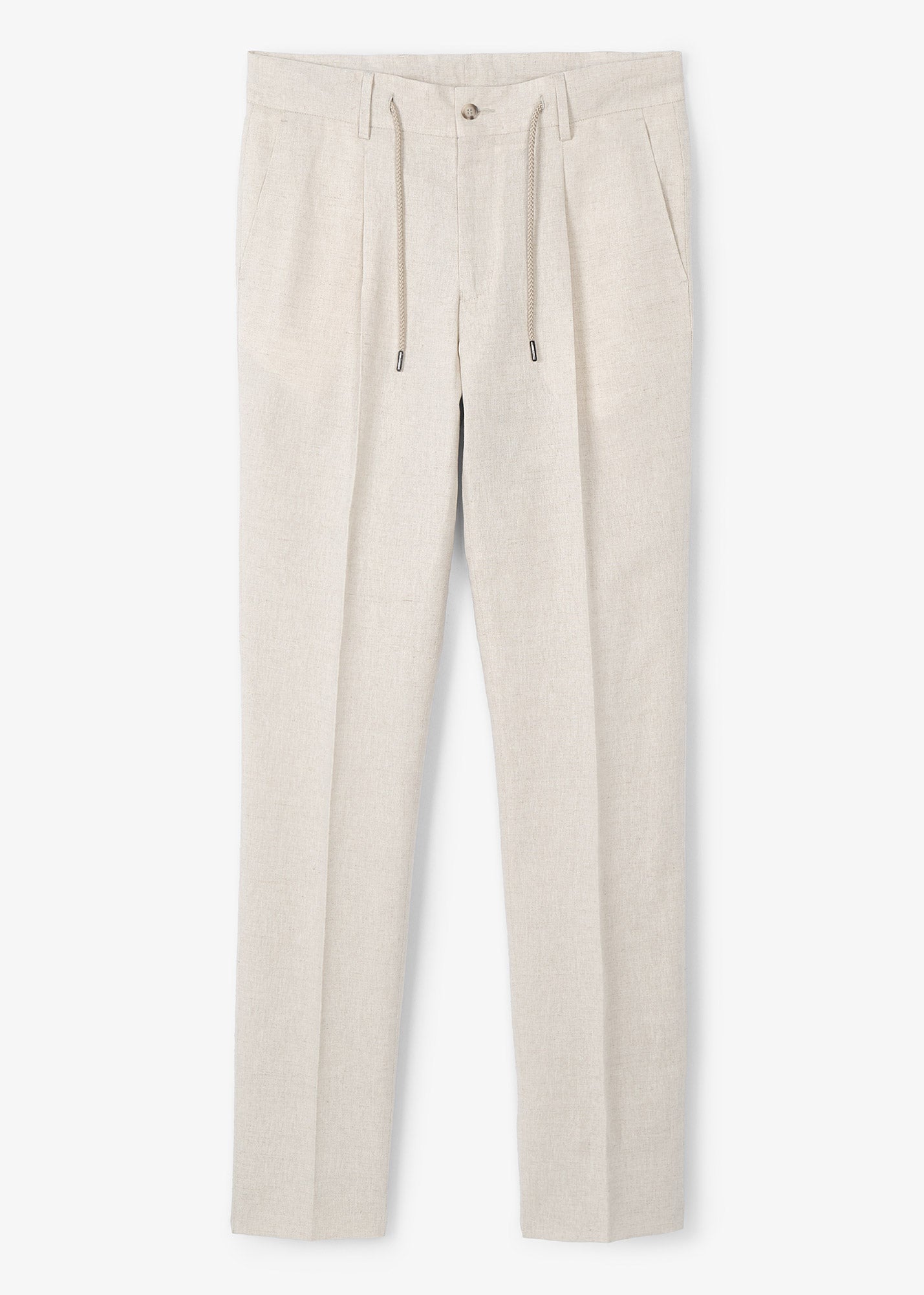 Pantalon Pliegues Beige